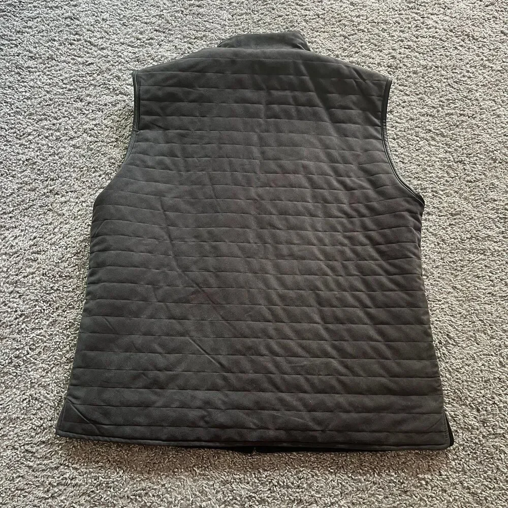 Corneliani ID Reversible Vest Size 50 R Gray Black Herringbone Wool Quilted